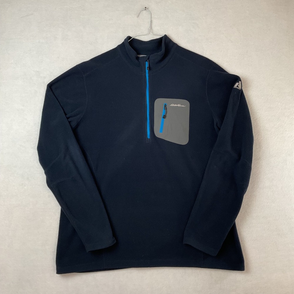Eddie Bauer First Ascent Polartec Fleece 1/4 Zip Pullover Navy Blue Mens TXL